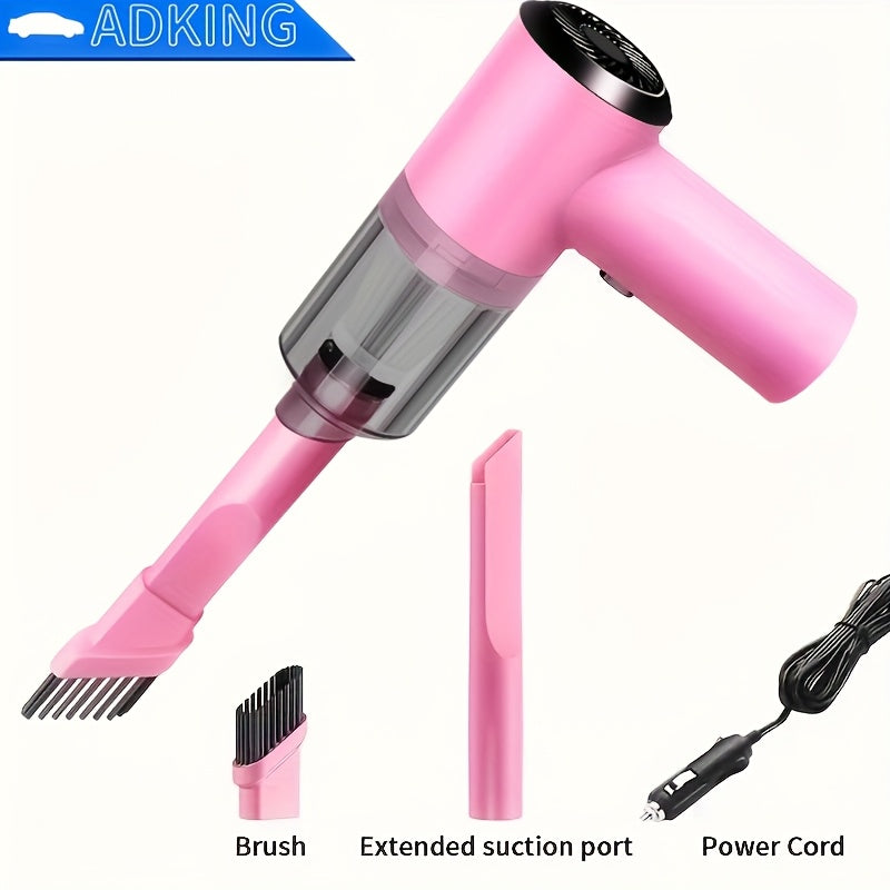 12V Corded Car Vacuum Cleaner - Compact Handheld Interior Vacuum with Brush Nozzle - 9.8ft (3m) Power Cord & 12V Car Plug - Lightweight - Pink & Black