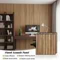 Polyester Fiber Acoustic Panels 4 Pack 23.6x23.6 Inch 3D Grooved PVC Film Fireproof Sound Absorbing Wall Panels for Bedroom Living Room Recording Studio Cinema Conference Room Wood Oak Walnut