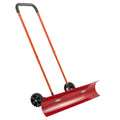 Wheeled Snow Pusher Shovel, 37.8" Wide Blade, Bi-Directional 72° Angled Blade, 90° Adjustable Handle, PC & ABS Durable Construction, Anti-Stick Surface, for Driveway Sidewalk Deck Yard