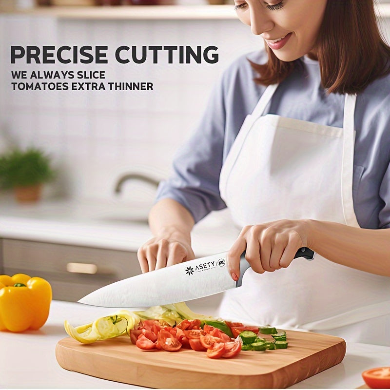 15-Piece Kitchen Knife Set with Built-In Sharpener Block – German Stainless Steel NSF Food Safe Rust-Resistant & Dishwasher Safe for Home Cooking