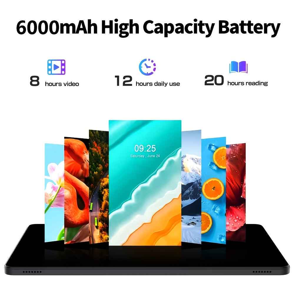 2-in-1 Business Tablet 10.1 Inch HD Android 15 8GB RAM 128GB Storage 6000mAh Battery with Keyboard Mouse Dual-Band WiFi Lightweight Portable for Work Travel Office