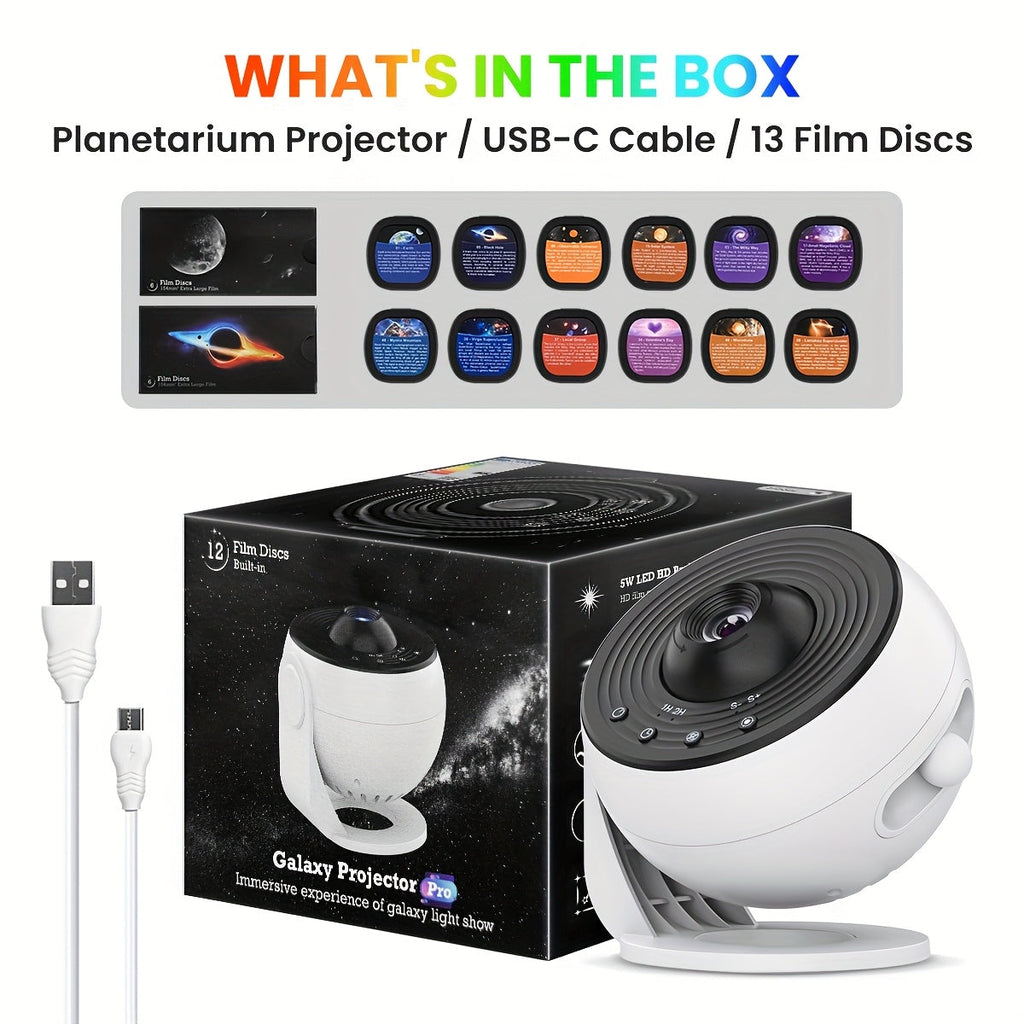 4K HD Earth Globe Galaxy Projector Lamp 13 Film Cards Pro Version Table Lamp for Bedroom Living Room Home Decor Gift White Black
