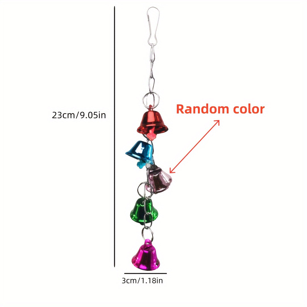 Parrot Bell Toy Hanging Swing Bird Cage Accessory Colorful Random Color Interactive Chew Toy for Cockatiels Budgies Parakeets Lovebirds Small Parrots – 1pc