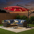 10ft Solar LED Offset Cantilever Patio Umbrella, UPF50+ UV Protection, Easy Tilt & Crank, Heavy-Duty Outdoor Market Umbrella, Sun Shade for Garden Deck Backyard Pool (Base Not Included)