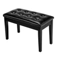 Bonnlo Wooden Duet Piano Bench - Thick PU Leather Padded Cushion, Under-Seat Sheet Music Storage, Locking Lid, 440 lbs Solid Wood Legs - Black & Brown, 21.5" or 29.5" Wide