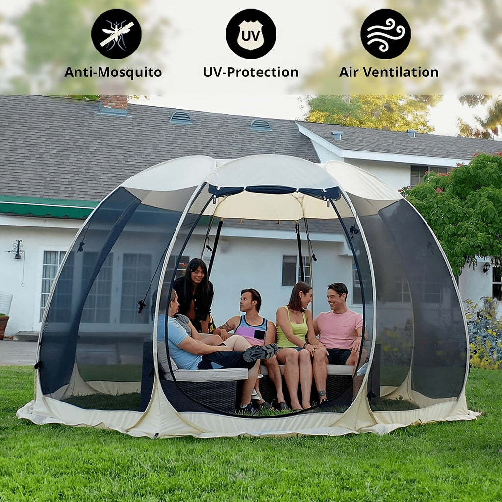 Pop Up Screen House 6 10 15 Person Outdoor Screen Tent with Mosquito Netting UV Resistant Instant Setup Screened Gazebo Sun Shelter with Carry Bag for Garden Patio Backyard Camping