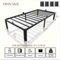14-Inch Metal Bed Frame Twin Full Queen – Heavy-Duty Iron Frame with Fan-Shaped Legs Mattress Fixers & Under-Bed Storage Space Easy Assembly Black