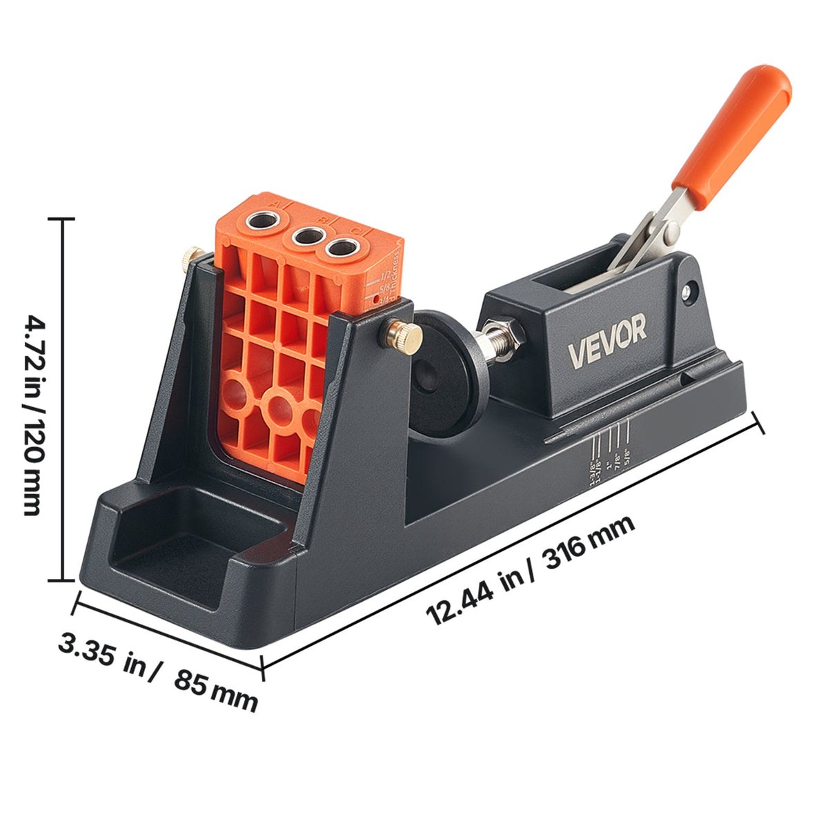 Pocket Hole Jig Kit 1/2 to 1-1/2 Inch Adjustable 2-in-1 Detachable Guide Block Titanium Step Drill Bit Dust Collection Adapter Carrying Case for Woodworking Joinery