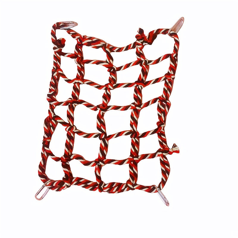 Parrot Climbing Net for Bird Cage - Colorful Cotton Rope Ladder Hammock Toy for Parrots Cockatiels Conures Budgies Small Birds & Hamsters - Chew Swing Hanging Activity Play Perch Accessory