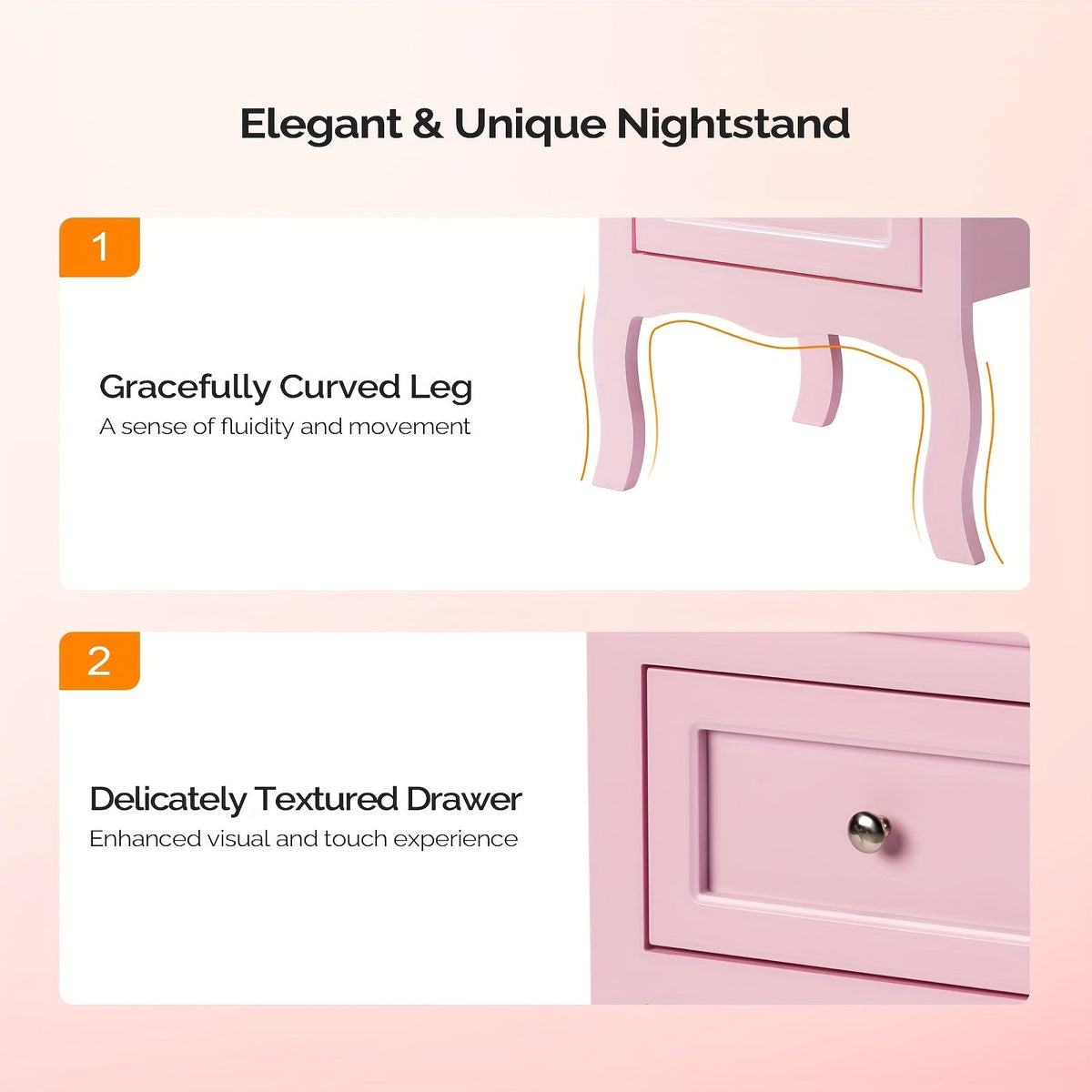Nightstand with Drawers – Small Bedside Table for Bedroom Small Spaces in Forest Green White Blue Pink Navy Blue (Set of 1 or 2)
