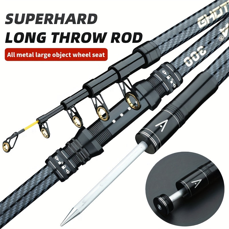 Super Hard Carbon Fiber Surf Casting Fishing Rod – Anti-Slip Grip & Metal Ground Insert for Sea Rock Fishing & Long-Distance Casting in 6.89ft to 11.81ft Lengths