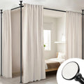 Floor to Ceiling Tension Curtain Rod No Drilling Room Divider 4-10FT Height 28-114 Inch Width Adjustable Heavy Duty for Space Partition Studio Apartment Bedroom Black