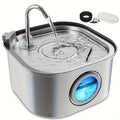 3.2L Automatic Cat & Dog Water Fountain – Stainless Steel Pet Water Dispenser with Multi-Filtration System, Visible Window, Motion Sensor, 2 Flow Modes, Silent Pump, Easy to Clean, for Cats Dogs Rabbits
