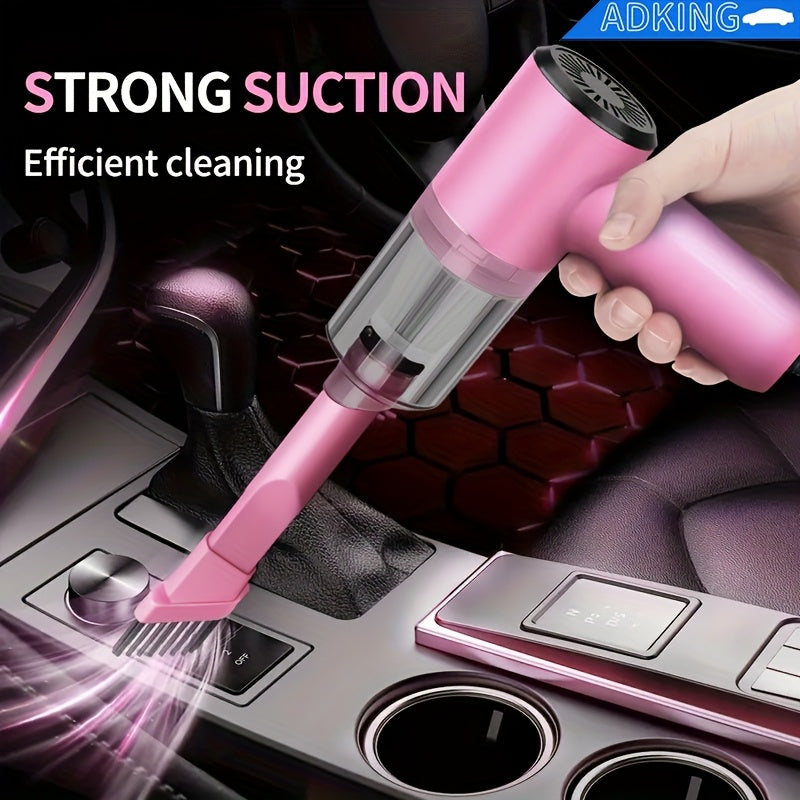 12V Corded Car Vacuum Cleaner - Compact Handheld Interior Vacuum with Brush Nozzle - 9.8ft (3m) Power Cord & 12V Car Plug - Lightweight - Pink & Black