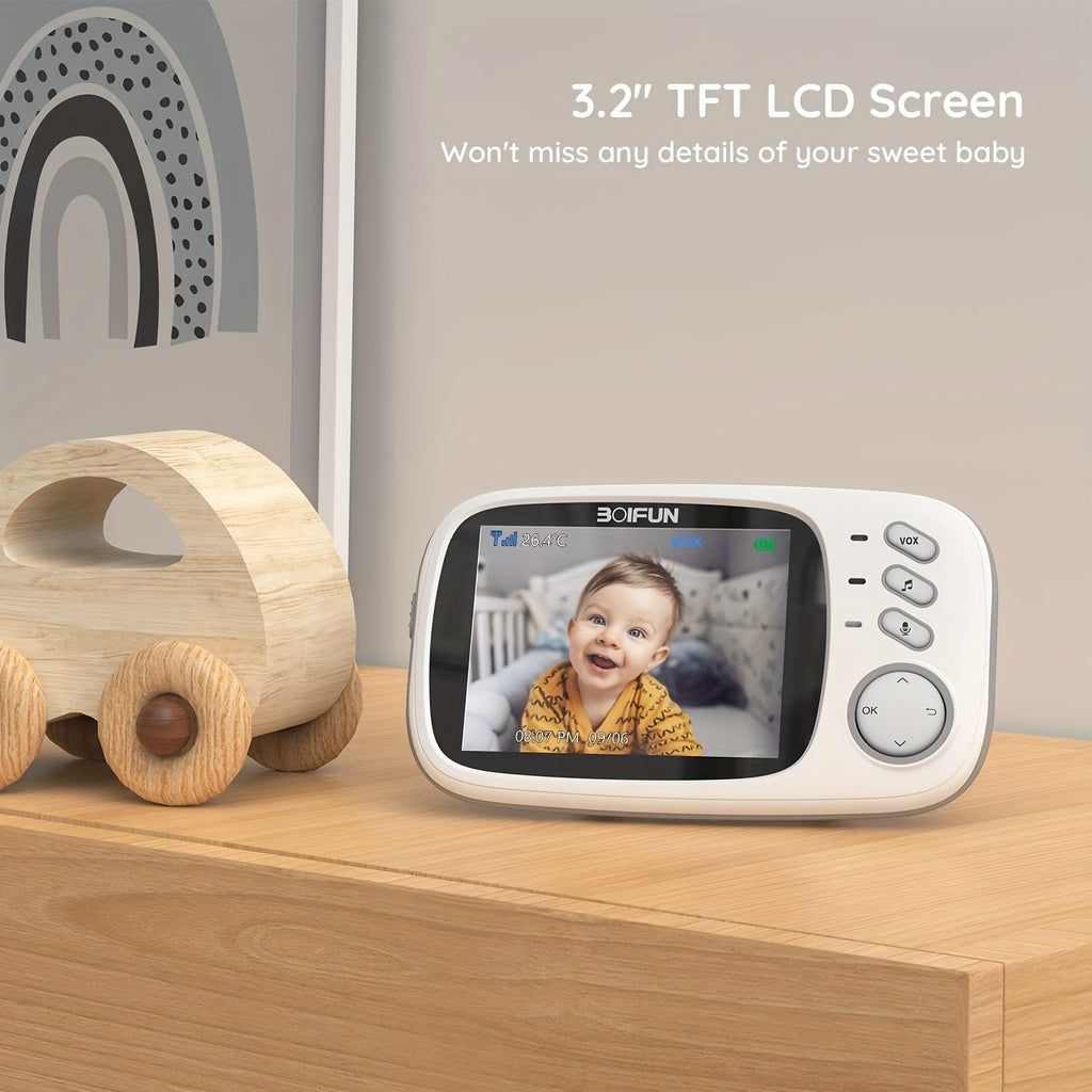 Baby Monitor Camera with Night Vision & Two-Way Audio – WiFi-Free Video Baby Monitor with Rechargeable Battery Temperature Monitoring Lullabies VOX Mode