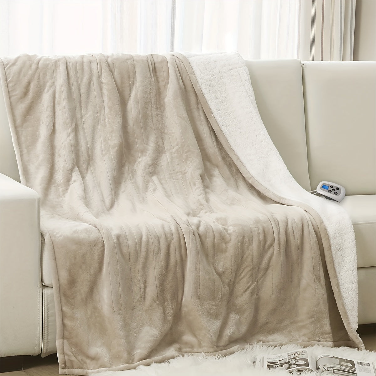 Electric Heated Blanket with Dual Control - 10 Heat Levels, 10-Hour Auto-Off, Overheat Protection, Soft Flannel, Fast Heating, Machine Washable - 4 Sizes & 4 Colors