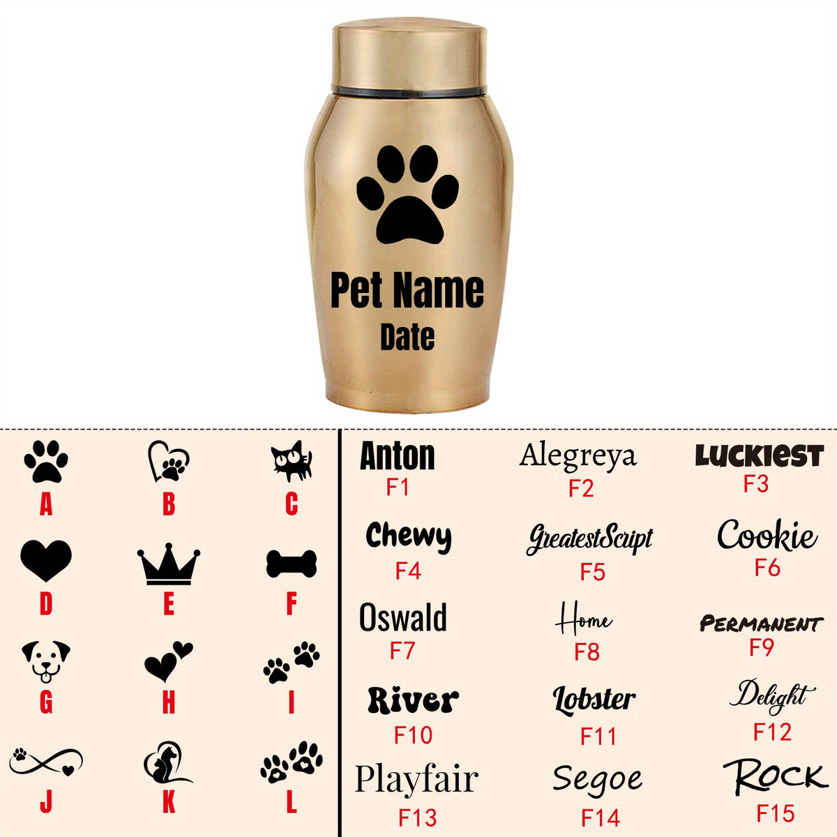 Personalized Pet Cremation Urn for Dog & Cat Ashes - Custom Name Engraved Stainless Steel Memorial Urn, 2 Sizes & 5 Colors, Lasting Tribute Keepsake Urn for Beloved Pets