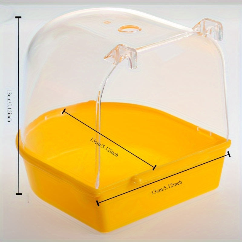 Clear Bird Bath for Cage with Hanging Design - Parrot Bathtub Shower Box for Parakeets, Cockatiels & Small Birds, Removable Transparent Pet Bird Bathing Bowl, Bird Cage Accessories & Grooming Supply