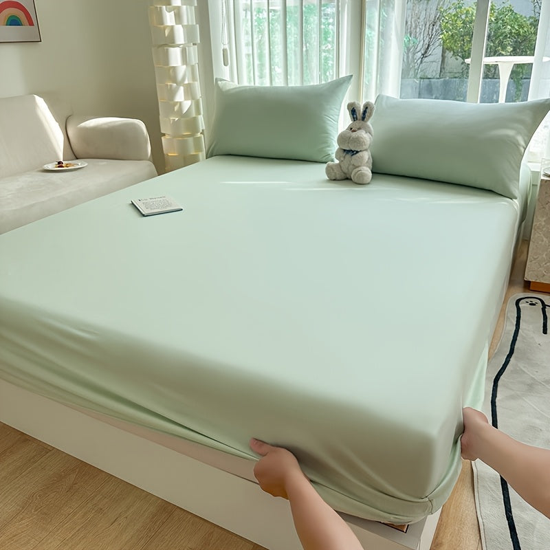 Soft Skin-Friendly Fitted Sheet & Mattress Protector - Twin, Full, Queen & King + Custom Sizes - Aqua Green, White, Grey, Black, Pink, Purple, Blue, Yellow, Khaki & More