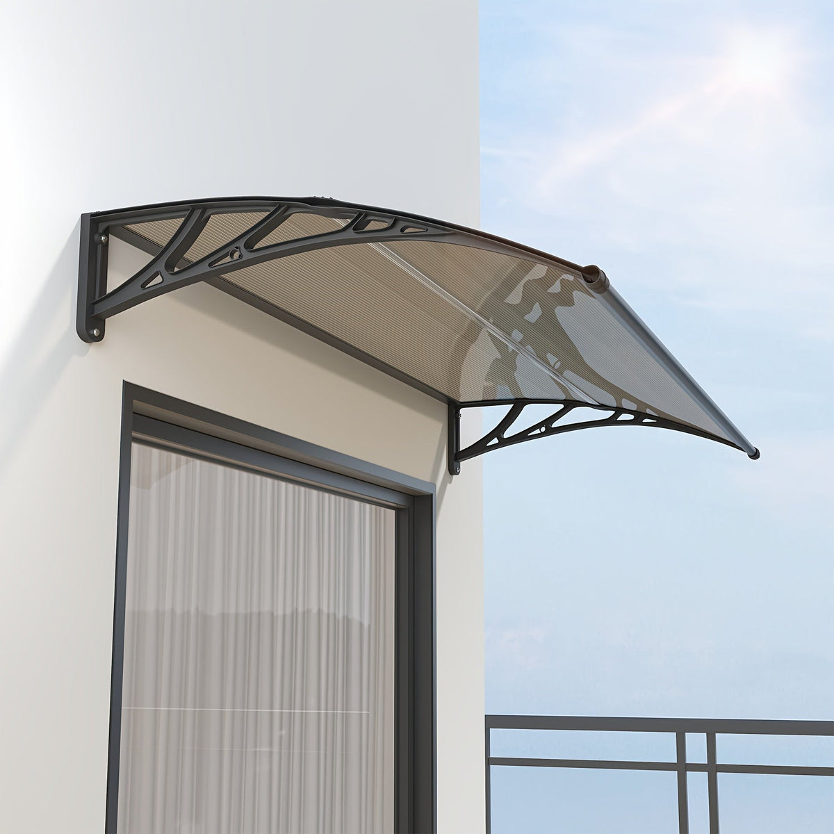 Polycarbonate Window Door Awning Canopy – UPF 50+ UV Rain Snow Sun Shade Cover for Patio Balcony Doorway in 21 Sizes & 4 Panel Colors