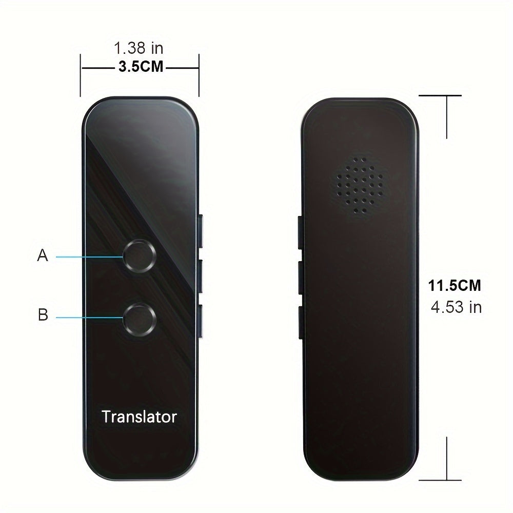 Portable Bluetooth Intelligent Language Translator - Real-Time Translation for Travel, Learning, Shopping & Business - Black