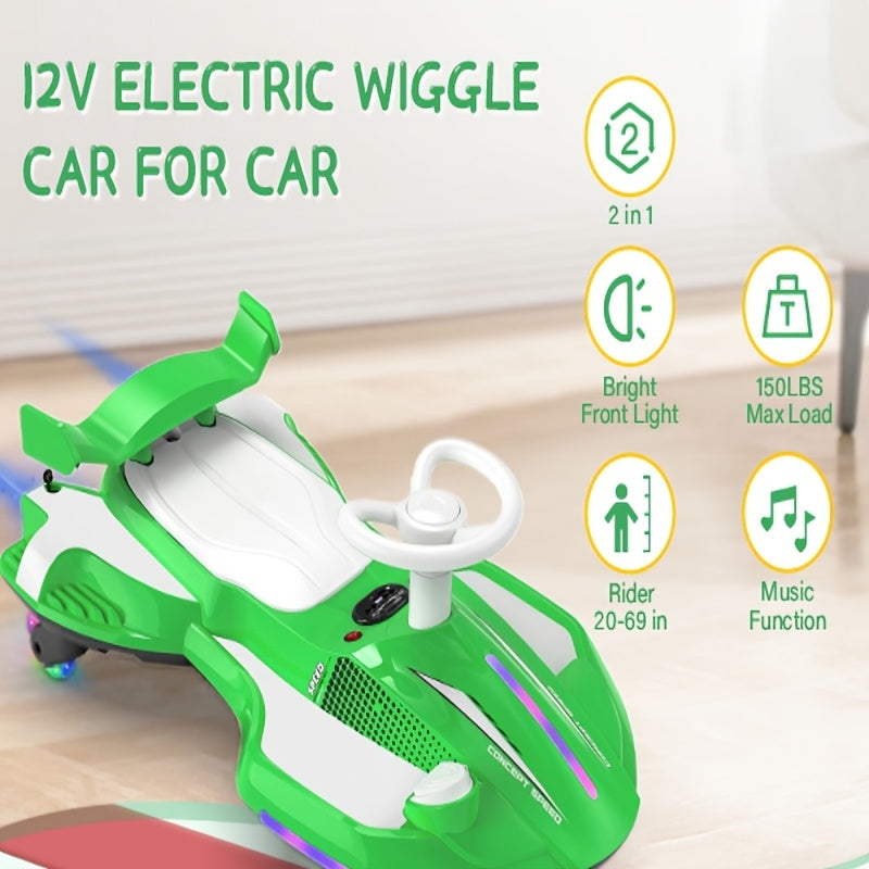 12V Electric Rocking Car for Kids - 2-in-1 Ride-On & Rocking Toy with Foot Pedal, Dual Speed, Water Spray, Flashing Lights, Music & Anti-Tip Design | Boys & Girls Ages 3+ | Max 5MPH
