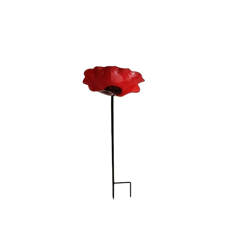 Metal Flower Bird Bath for Garden - Decorative Floral Bird Bath and Pollinating Insect Watering Station for Flower Beds Lawn Edges Garden Borders and Planters, Outdoor Garden Decor in 4 Colors