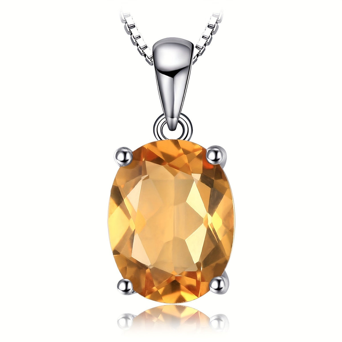 925 Sterling Silver Natural Gemstone Oval Cut Pendant Necklace for Women – Amethyst Citrine Garnet Peridot Topaz Multi-Faceted Fine Jewelry, Elegant Dating Daily Gift for Girls