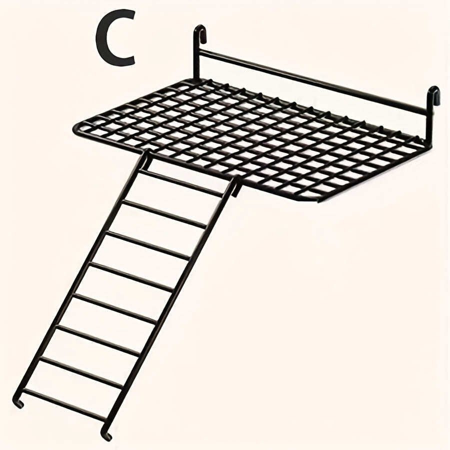 Metal Bird Ladder Climbing Frame - Parrot Perch Stand Wind Belt Swing Toy for Parakeets, Cockatiels, Lovebirds & Small Birds - Durable Steel, Easy Install, Cage Accessory for Bird Enrichment