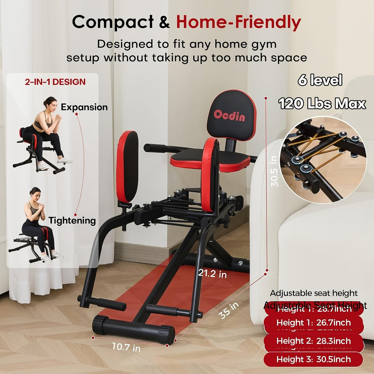 Hip Abductor Adductor Machine for Home Gym Double-Layer Resistance Adjustment Inner Outer Thigh Glute Workout System Leg Exercise Equipment