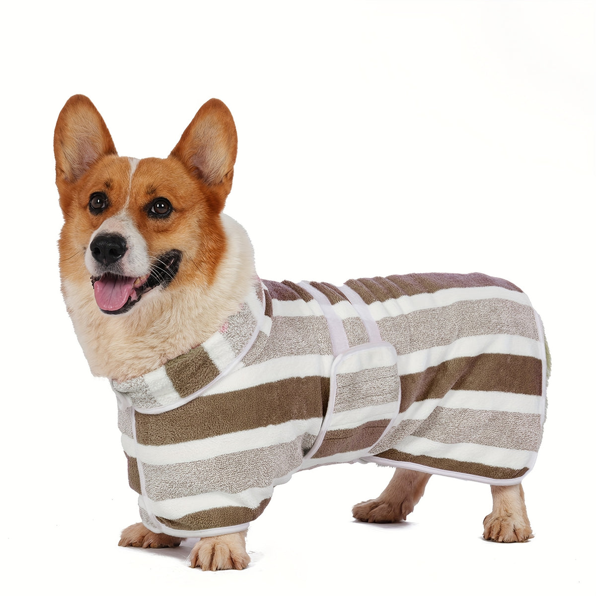 Dog Bathrobe Quick-Dry Super Absorbent Striped Pet Drying Towel Robe – Adjustable Belly Band, Ultra-Soft Microfiber Bath Wrap for Small, Medium & Large Dogs, Multiple Colors, Home & Post-Bath Use
