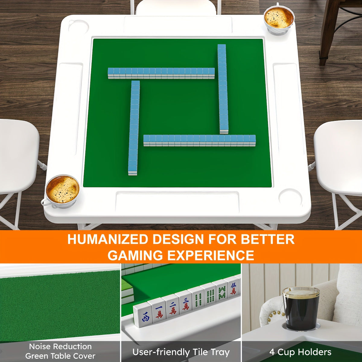 Folding Card Table with Green Felt Surface – Portable Mahjong Table for Poker, Dominoes & Card Games, Foldable Game Table for Home Game Night, Easy Setup, Black or White – Nova Mart