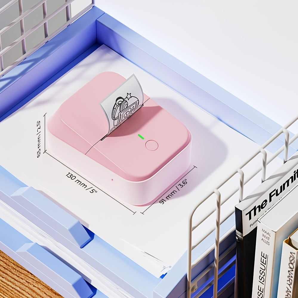 2-Inch Wireless Inkless Label Maker with Tape - Portable Thermal Printer, USB Rechargeable for Home, Kitchen, School & Office Organization - Pink, Black, Green & Violet