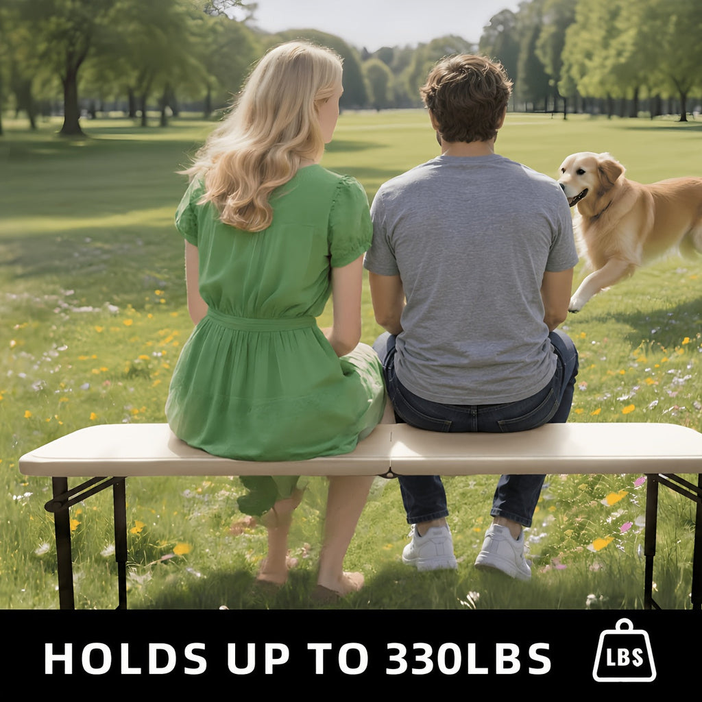 Folding Table 4 Foot Heavy Duty 400 LBS Capacity – 3-Position Adjustable Height Portable Fold-in-Half Table for Camping Party Indoor Outdoor Use 1 or 2 Pack