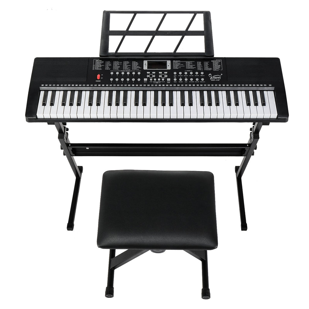 61-Key Beginner Keyboard Piano Starter Kit with Stand Bench Microphone Music Rest Built-in Speakers 200 Timbres 200 Rhythms LED Display for Kids Adults