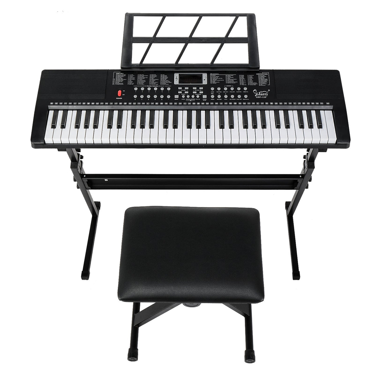 61-Key Beginner Keyboard Piano Starter Kit with Stand Bench Microphone Music Rest Built-in Speakers 200 Timbres 200 Rhythms LED Display for Kids Adults