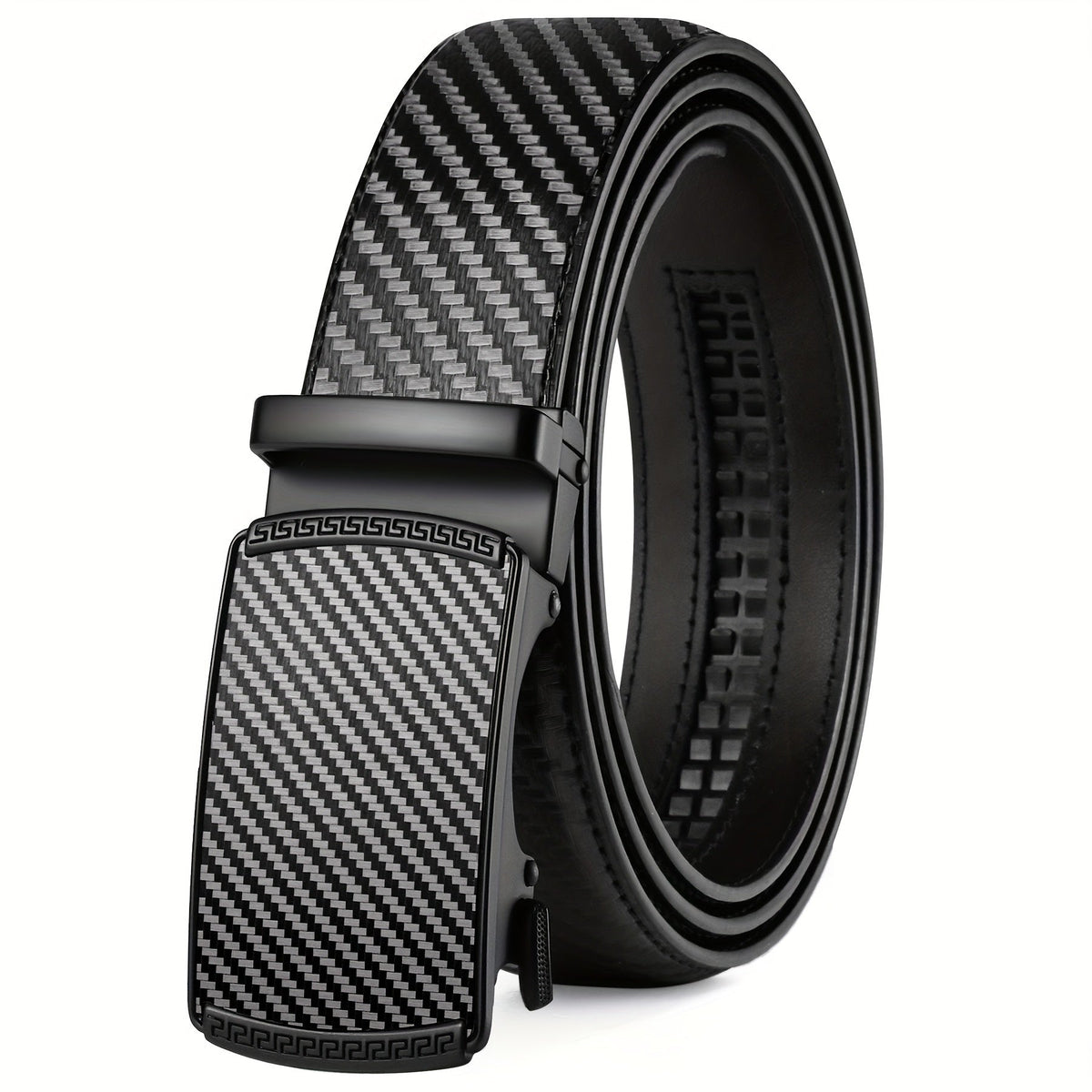 Men's Leather Slide Ratchet Dress Belt with Automatic Click Buckle – Zinc Alloy Buckle, Adjustable 28"-46" Waist, 8 Styles, Business Formal Belt, Perfect Gift for Husband, Father's Day & Christmas