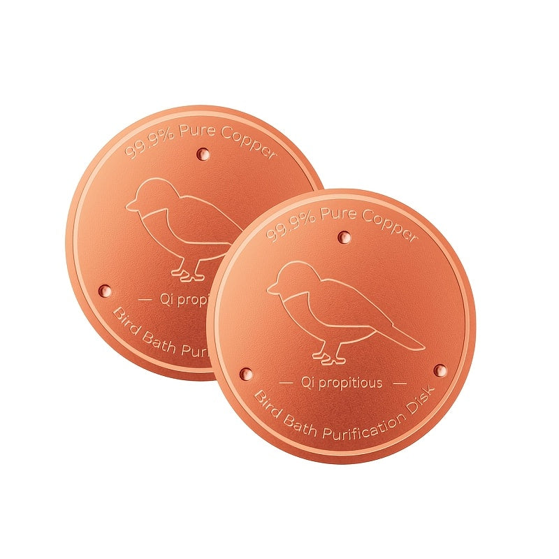 Bird Bath Copper Purification Disk & Water Wiggler 99% Pure Copper 4 Inch Round 1mm Reinforced Triple-Point Support for Safe Clean Water – Universal Fit Outdoor Birdbath Bowl All-Season