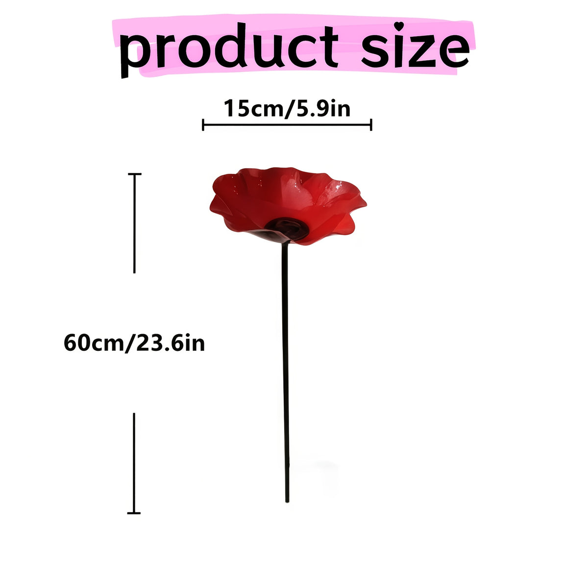 23.6" Metal Floral Bird Bath Garden Stake - Handmade Bee & Butterfly Drinking Cup, Decorative Ground Plug Ornament for Potted Plants, Windowsill Planters & Outdoor Flower Beds (No Watering Required)
