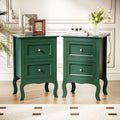 Nightstand with Drawers – Small Bedside Table for Bedroom Small Spaces in Forest Green White Blue Pink Navy Blue (Set of 1 or 2)