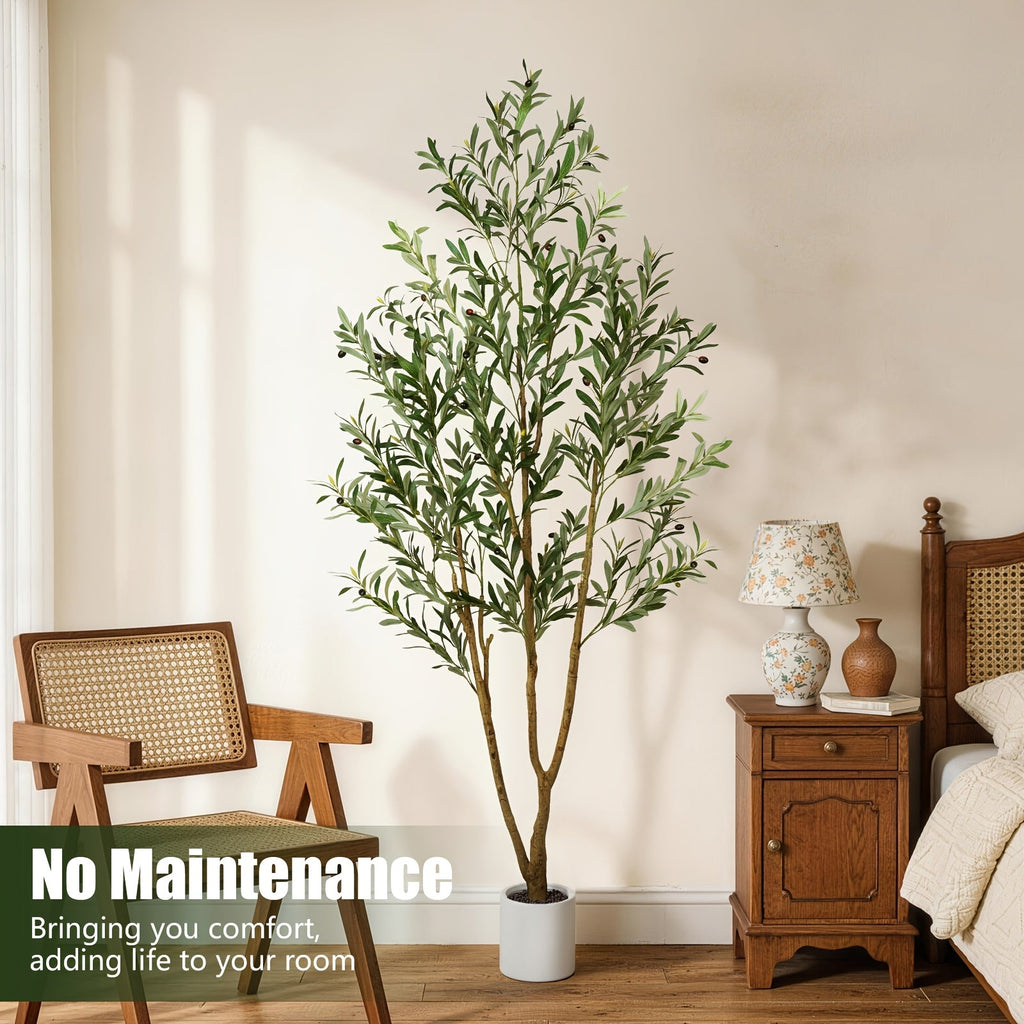 Artificial Olive Tree in Pot 5/6/7 FT – Tall Faux Olive Topiary Plant with Realistic Branches & Fruits for Living Room Home Office Indoor Decor