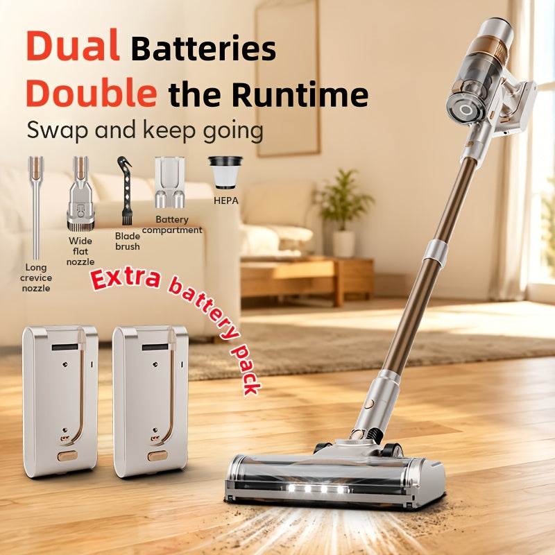 Cordless Vacuum Cleaner 550W 62Kpa Powerful Suction LED Smart Display Anti-Tangle Brush Removable Battery Lightweight All-in-1 for Home Carpet Pet Hair Hardwood Floor Multiple Colors