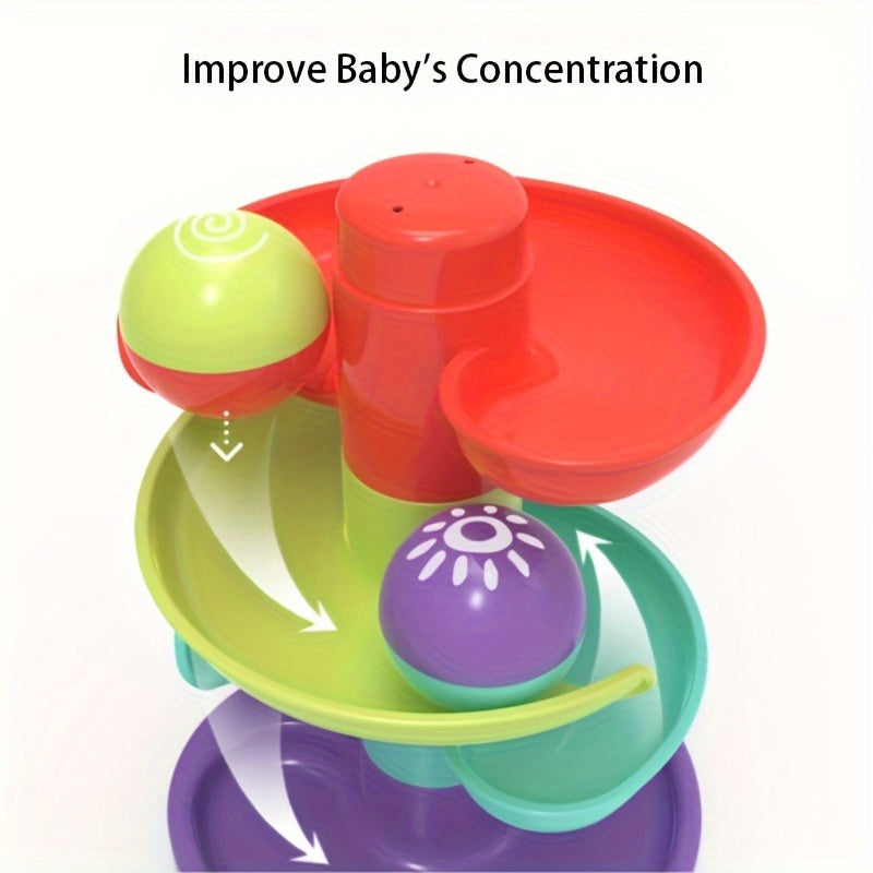 Colorful Spiral Rolling Ball Tower Track and Stack Toy Set for Toddlers Early Learning Color Recognition Fine Motor Skills Sensory Play Indoor Activity Birthday Christmas Holiday Gift for Boys Girls