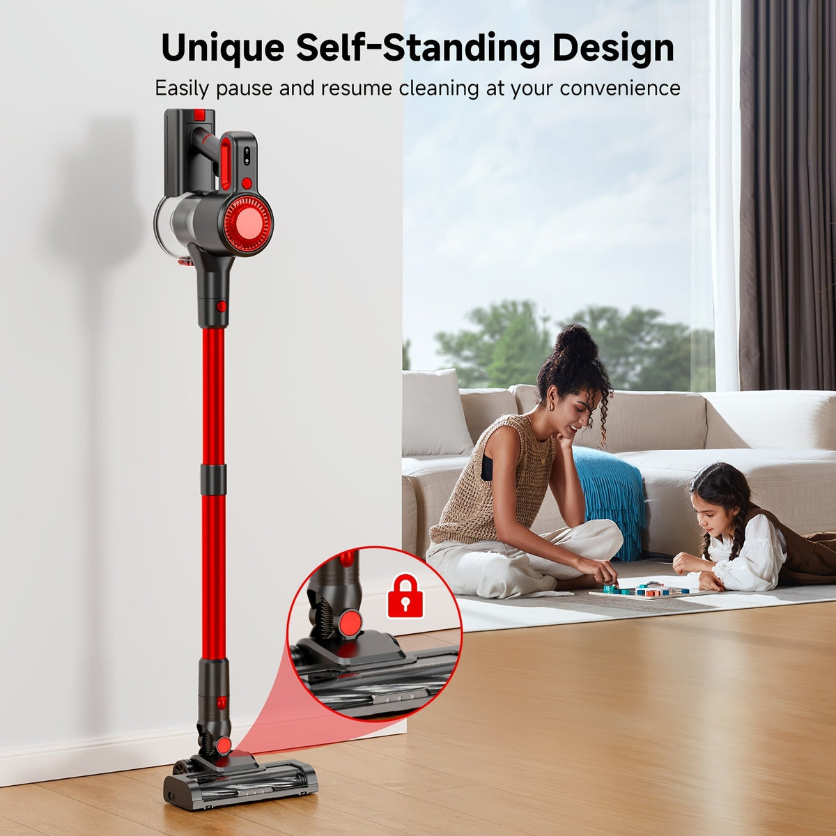 Cordless Stick Vacuum Cleaner – 62 kPa Suction, 40 Min Runtime, Detachable Battery, LED Floor Brush, Variable Speed, Lightweight Handheld, Pet Hair, Carpet & Hard Floors, 5 Colors – Nova Mart