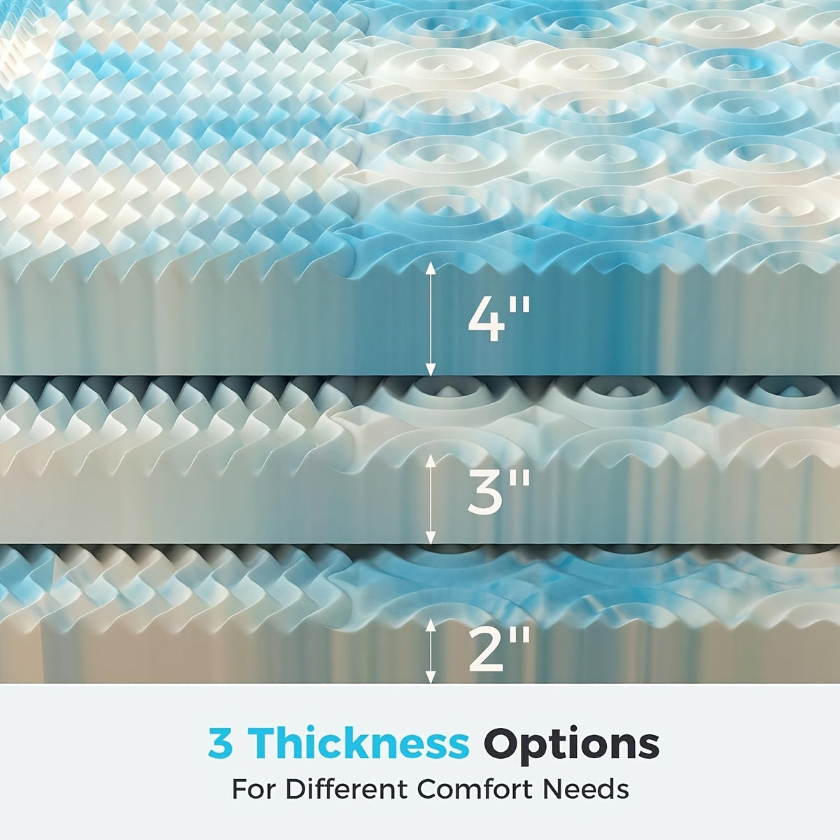 Gel Memory Foam Mattress Topper CertiPUR-US Certified Cooling Bed Topper 2 3 4 Inch Basic and 5-Zone Twin Full Queen King Cal-King All Sizes