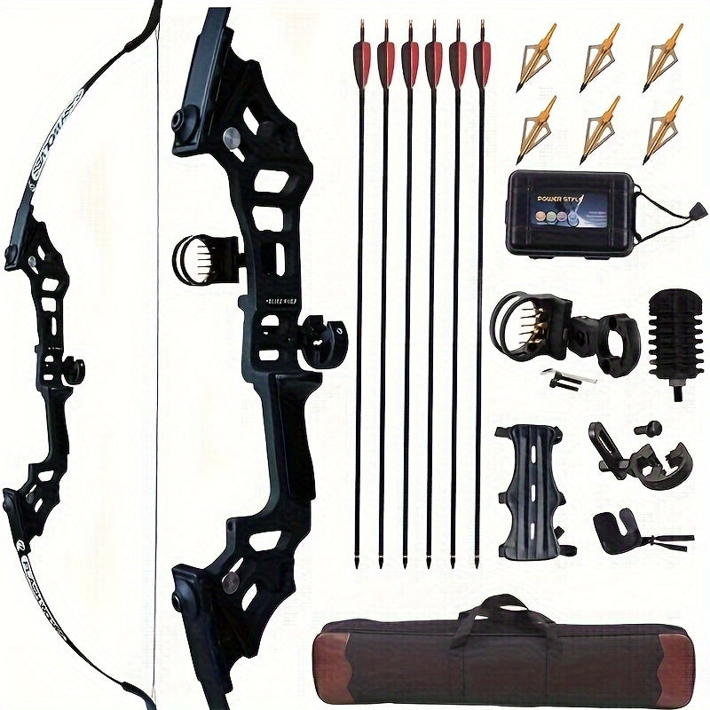 51" Recurve Bow & Arrow Set - 30lb & 40lb Draw, Right-Handed & Ambidextrous, 6 Arrows, Arm Guard & Arrow Rest - Adult Competition & Training - Black, Purple, Red, Orange & Blue