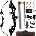 51" Recurve Bow & Arrow Set - 30lb & 40lb Draw, Right-Handed & Ambidextrous, 6 Arrows, Arm Guard & Arrow Rest - Adult Competition & Training - Black, Purple, Red, Orange & Blue