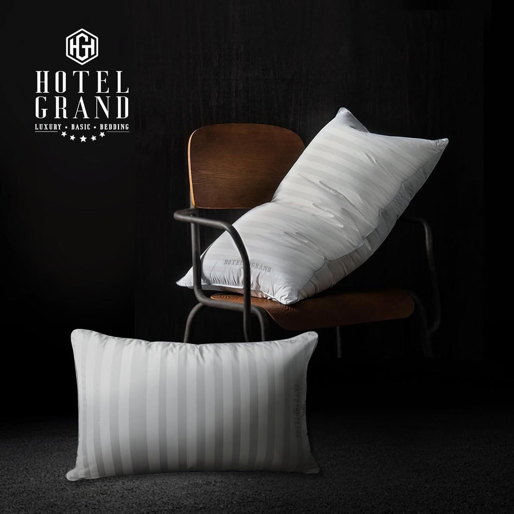 Feather Down Bed Pillows Set of 2 500 Thread Count 100% Cotton Hypoallergenic Breathable Hotel Collection for Back and Side Sleepers Standard Queen King White