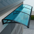 Polycarbonate Window & Door Awning Canopy with Large Gutter Rain Sun & UV Protection SPF50+ ABS Brackets – 15-Min DIY Install for Windows Doors Balcony & Garage, 7 Sizes Available