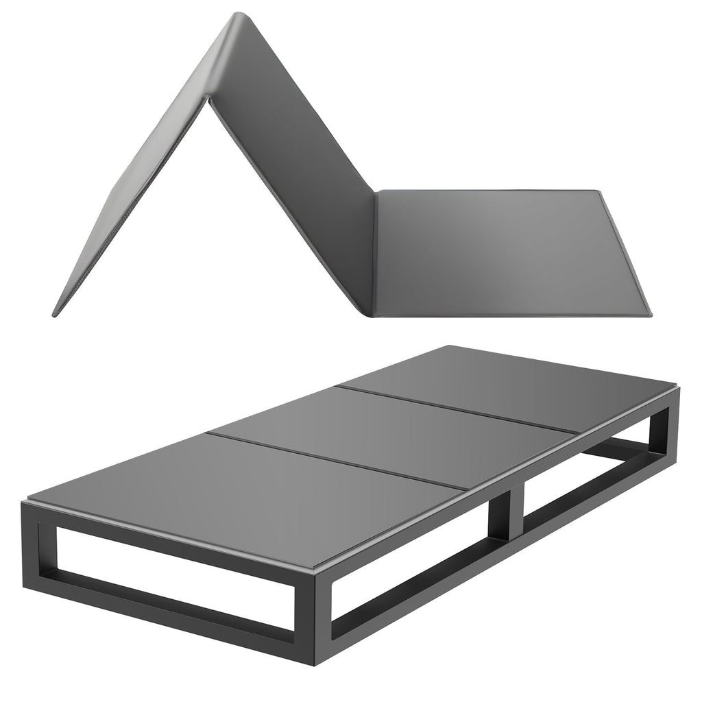 Foldable Bunkie Board Twin Size 75"x37.8", PP Core with 600D Oxford Fabric, 0.4" Slim Profile, Anti-Sag Mattress Support, Non-Slip with Hook & Loop Straps, for Metal Frames Bunk Beds Sleeper Sofas, Gray